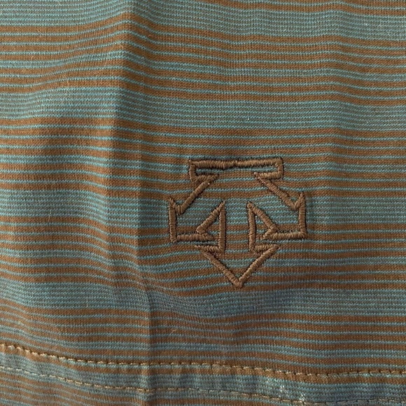 Descente Polo Size XL Blue Brown Short Sleeve  Collared Neckline ButtonDown - Picture 5 of 6